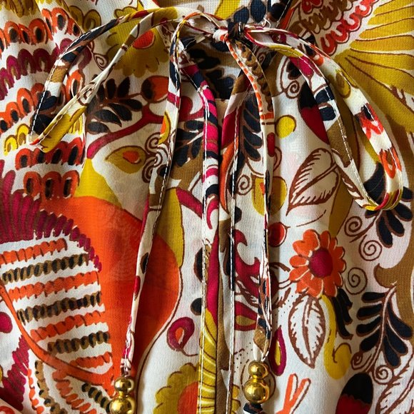 Charter Club Sheer Print Long Sleeve Blouse Size Medium - Picture 5 of 9